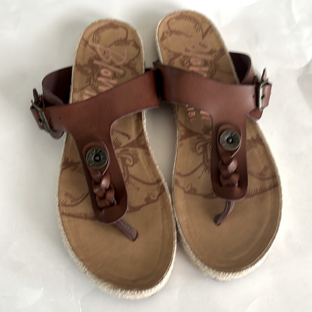 Blowfish Malibu Greco New braided t strap thong sandal side buckle jute trim 9
